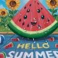 thumbnail image 5 of Chilfamy  Hello Summer Shower Curtain, Watermelon Calligraphy Fruit Food Summer Painting Effect Modern, Cloth Fabric Bathroom Decor Set with Hooks, Jade Green and Dark Coral White, 5 of 7