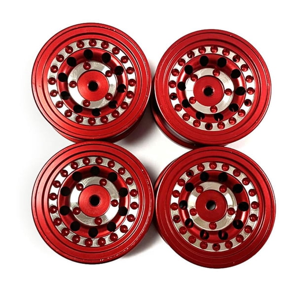 Llantas de Metal de Aleación de Aluminio Tholdsy 1/24 para FMS FCX24 RC Rojo 4 Uds