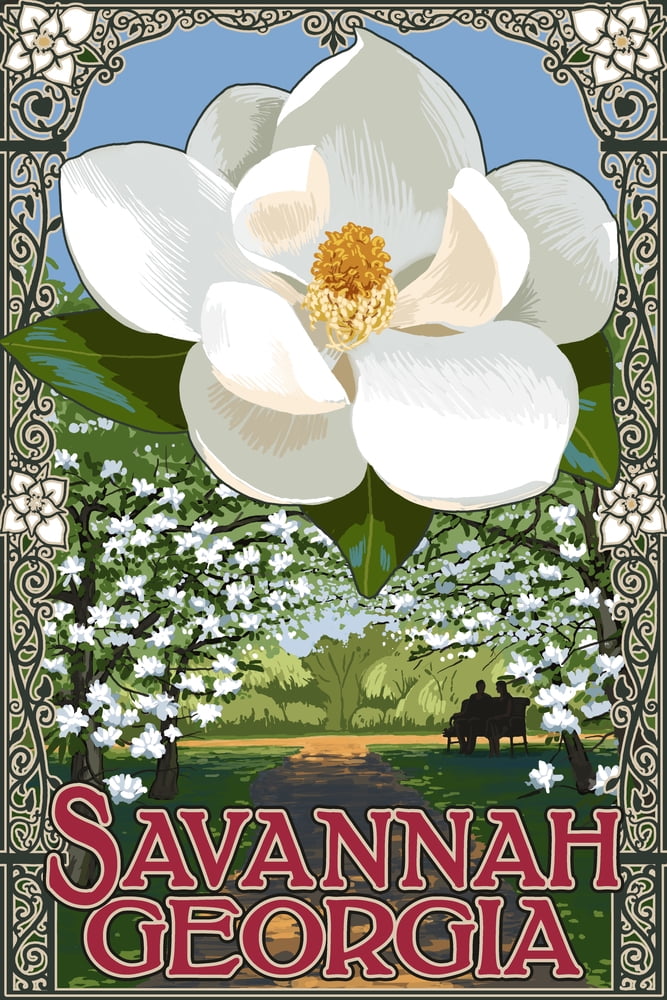 Savannah, Georgia, Single White Magnolia (36x54 Giclee Gallery Art ...