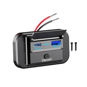 Dual USB Car Charger Switch Control Charging Adapter for Boat RV Cars Black