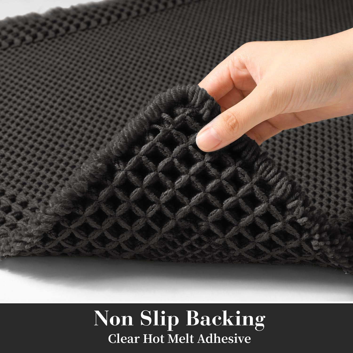 Waffle Bathroom Runner Rugs, Super Absorbent Bath Mat Non Slip Washable Quick Dry, Upgraded Ultra Soft Boho Bath Rugs with Tassels for Hallway Bedroom Laundry Room, 2'x4'(24"x48"), Black