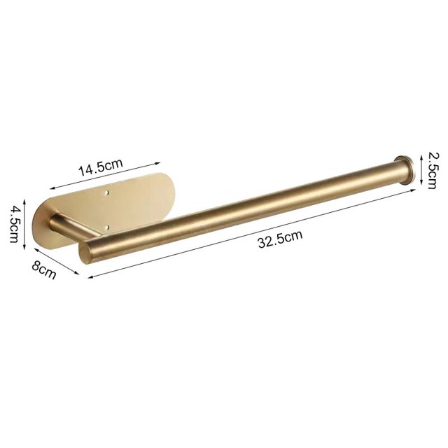 Soporte para papel de cocina de acero inoxidable, portarrollos de papel higiénico adhesivo, sin agujeros, para cocina, baño, estante de almacenamiento alargado