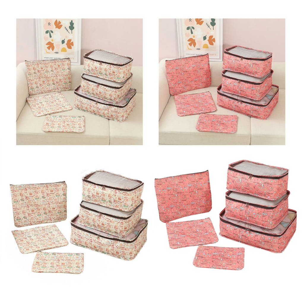 BQBQERT 6Pieces Luggage Organizers Set Packing Cubes with Water Materials Includes Shoe Bag and Toiletry Pouches