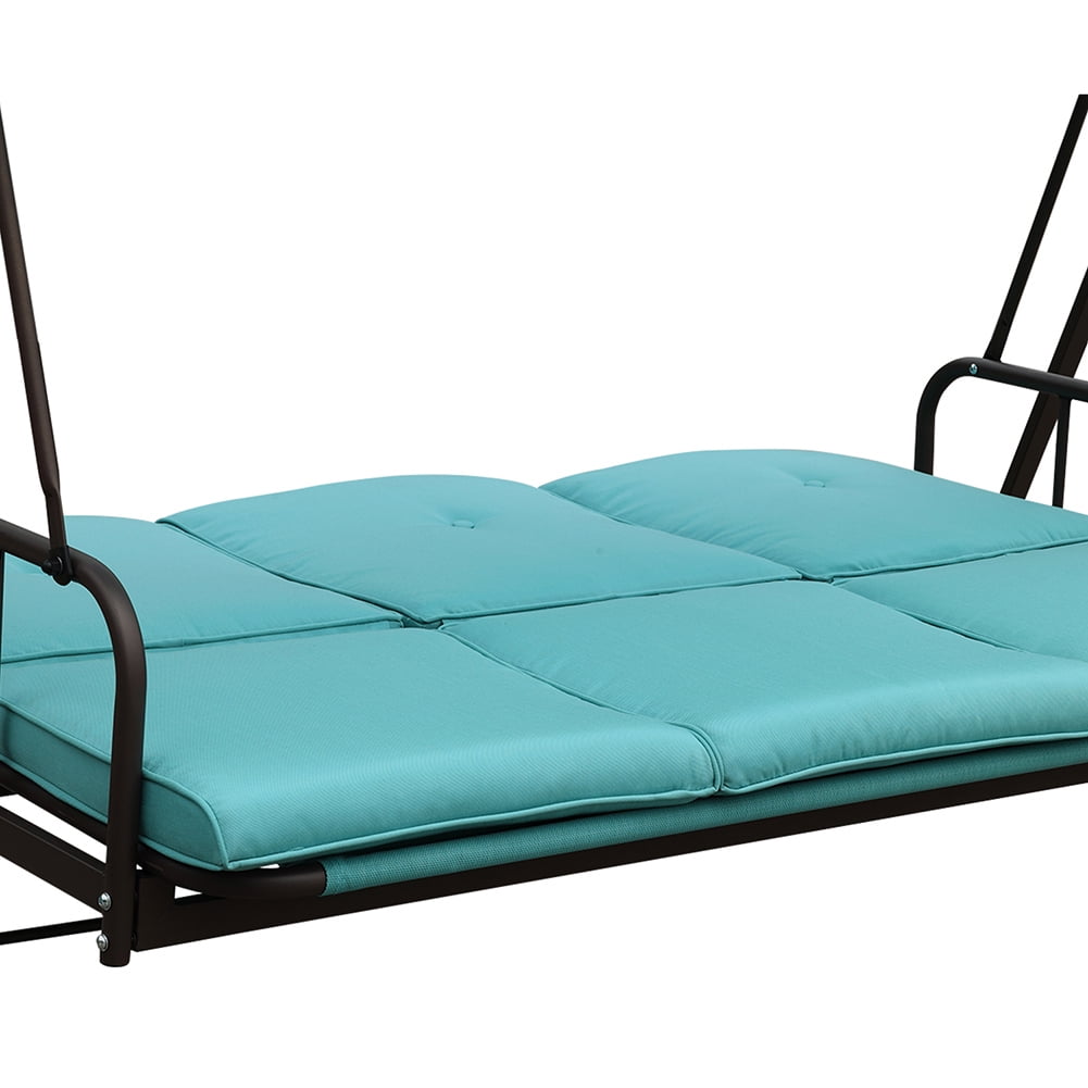 Kepooman 3 Persons Luxury Outdoor Porch Swing Chair, Foldable Hanging Porch Swing Chair Seat for Porch, Patio, Garden, Blue-Green Kepooman 3 Persons Luxury Outdoor Porch Swing Chair, Foldable Hanging Porch Swing Chair Seat for Porch, Patio, Garden, Blue-Green