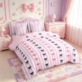 thumbnail image 2 of Manfei Pink Lines Print 7 Pieces Full Size Bedding Sets,Cute Coquette Bow Full Size Bed in a Bag,Pink Reversible, 2 of 7
