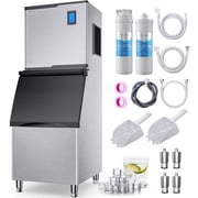 Coolake 22" 450lbs Commercial Cube Ice Maker, 360lbs Storage, Stainless Steel, Antiscaling Filter