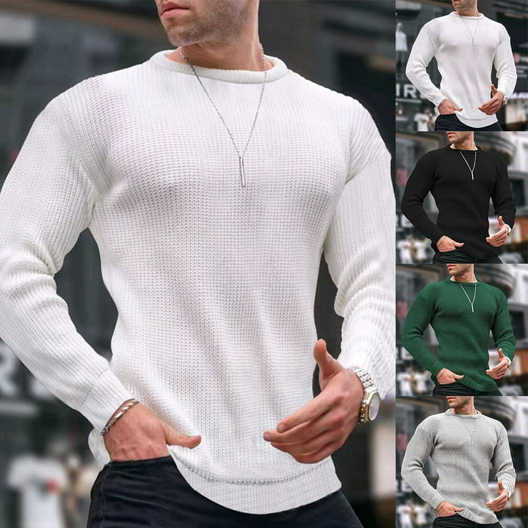 Mens Long Sleeve Waffle Thermal Shirt Tee Crew Neck Layering Color Size NEW  Top