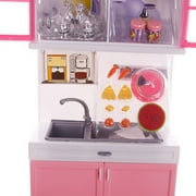 Fridja Mini Kids Kitchen Pretend Play Cooking Set Cabinet Stove Girls Toy, 12.5 x 9.5 x 3 inch