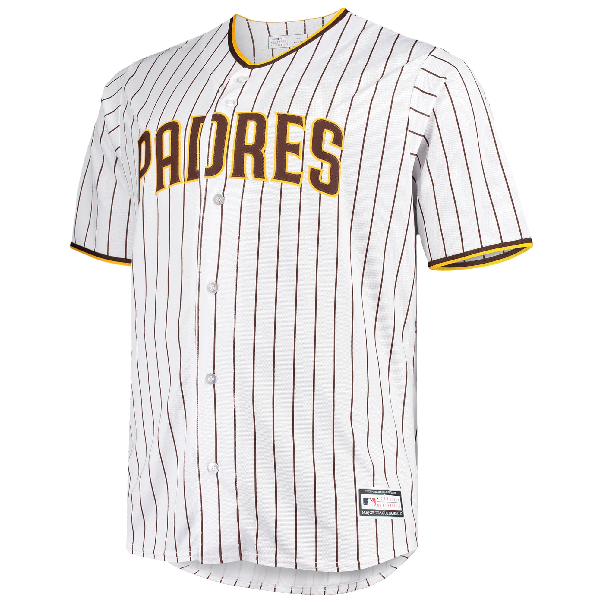 Men's White/Brown San Diego Padres Big & Tall Home Replica Team Jersey 