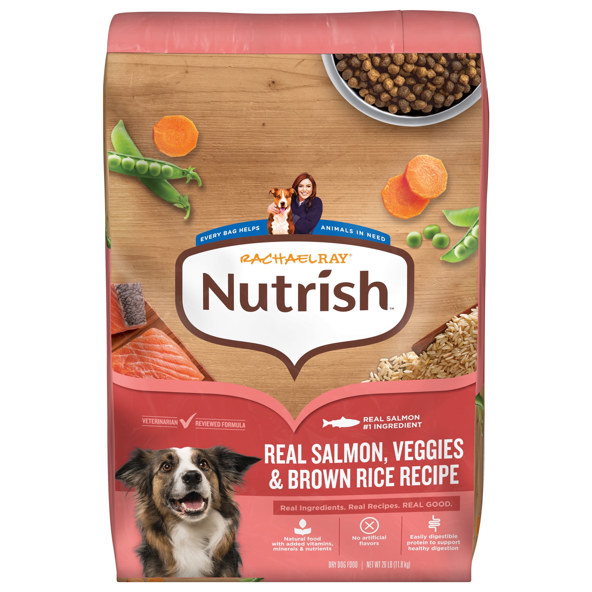 Rachael Ray Nutrish Dry Dog Food Real Salmon, Veggies & Brown Rice Recipe, 26lb. Bag