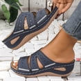 thumbnail image 7 of Viluyesy Womens Slide Wedge Sandals, Arch Support Comfortable Open Toe Summer Casual Slip-On Shoes Navy US7, 7 of 7