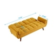 thumbnail image 7 of Convertible Sofa Bed, 75 Inches Linen Fabric Upholstered Accent Sofa Loveseat with Adjustable Back and Wood Legs, Folding Futon Sofa Bed Sleeper Couch Daybed for Living Room, Yellow, 7 of 7