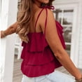 thumbnail image 4 of Womens Ruffle Cute Top Cropped Tees Tie Shoulder Flowy Sleeveless Camisole Beach Casual Tanks Summer Shirts 2025, 4 of 5