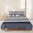thumbnail image 3 of Quilts Full Size Bedding Set, Navy Blue Stripe Lightweight Quilted Comforter, Modern Minimalist Geomertic Striped Beige Soft Reversible Bedspread Coverlet with Pillow Covers for All Season, 78" x 90", 3 of 9