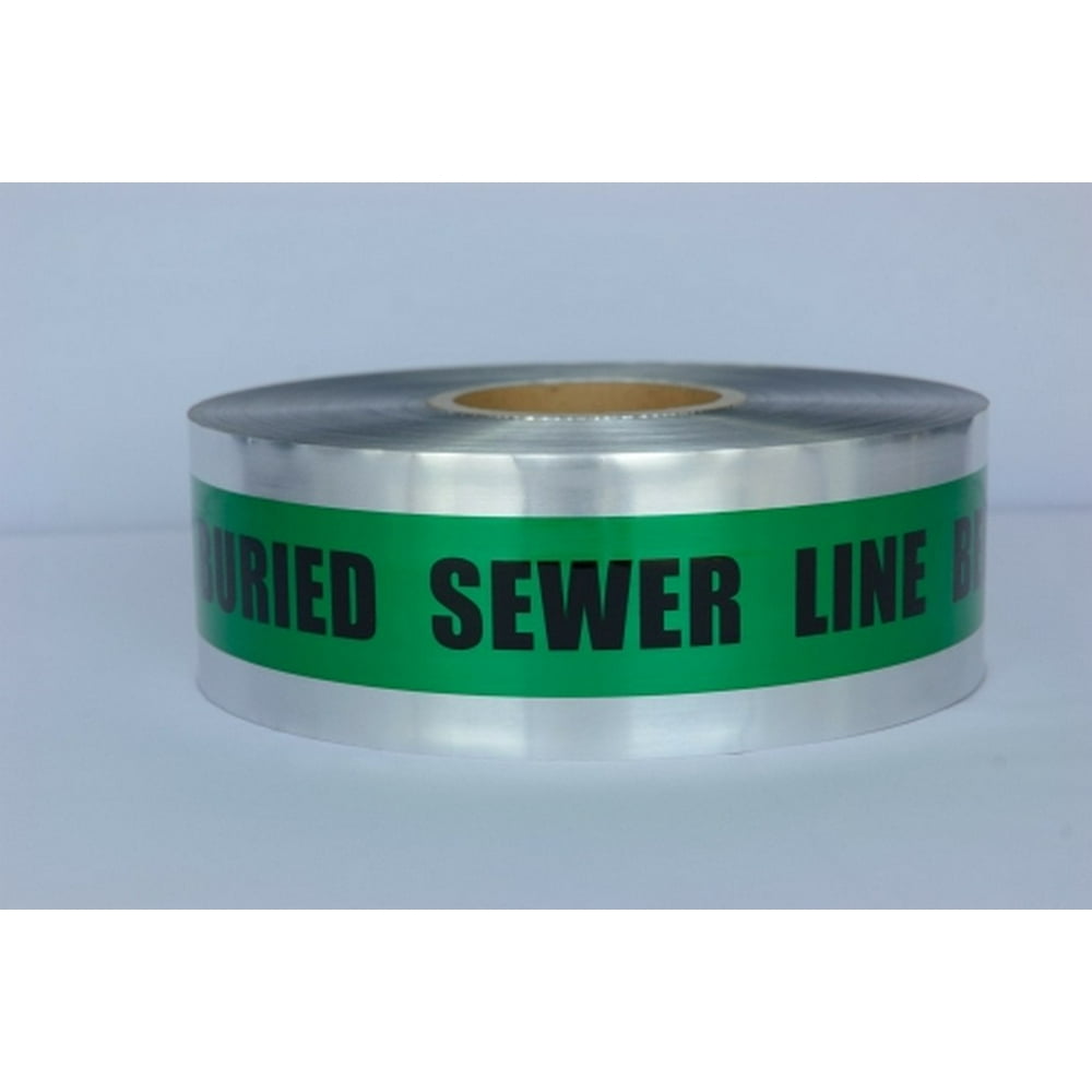 Detectable Underground Tape Caution Buried Sewer Line Below 3" X