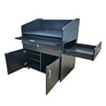 thumbnail image 1 of FixtureDisplays® 41 X30.3 X 48" Multimedia Podium Pulpit Lectern with Cabinet, Side Drawer, Keyboard Tray & Wheels Hostess Reception Desk - Black Pre-order only. About 3 months lead time. 119704, 1 of 12