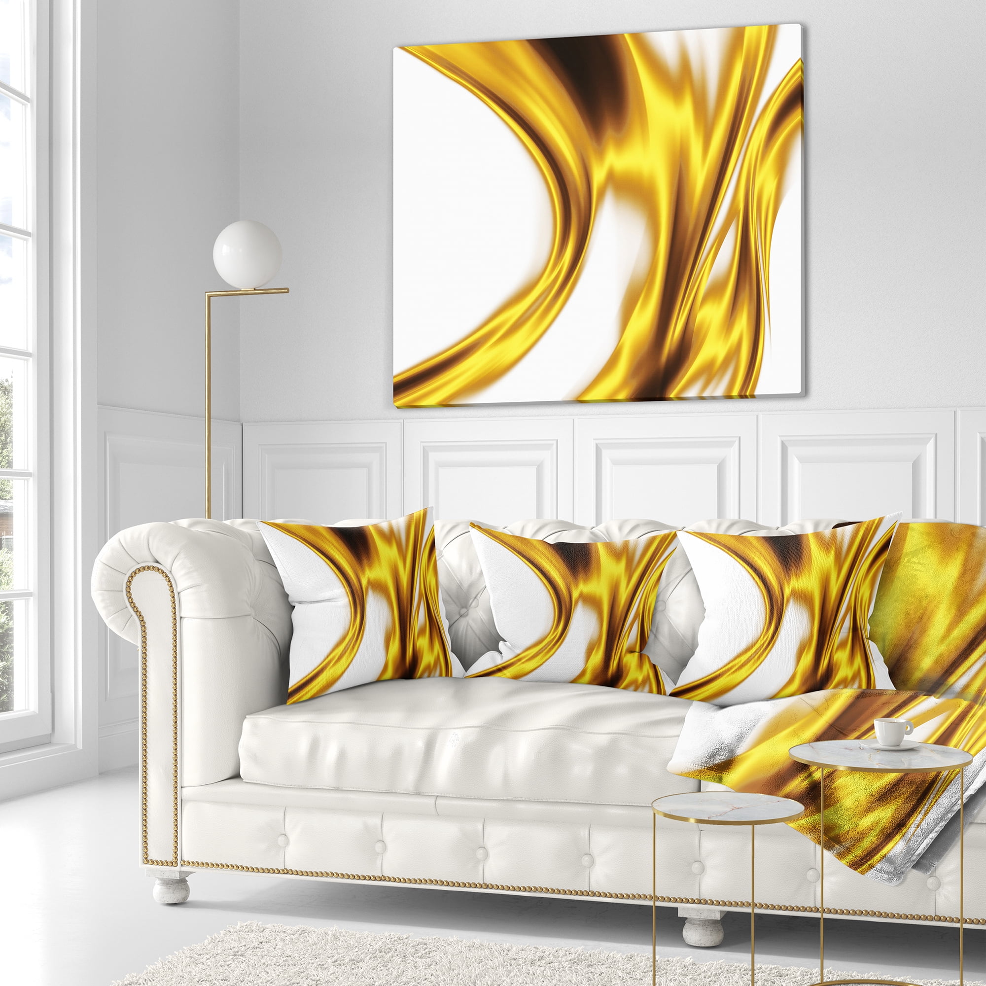 Designart Bright Gold Texture Pattern - Abstract Throw Pillow - 18x18