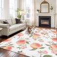 thumbnail image 3 of Pink Flower Washable Living Room Rugs 5'x7', Peach Green Leaf Fruit Abstract Watercolor Low Pile Throw Large Area Rugs Non-Slip Sturdy Edge Binding Carpet for Dining Room Bedside Kitchen, 3 of 9