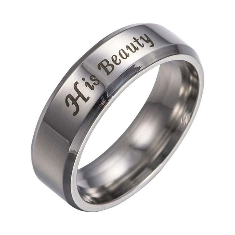 His Beauty Her Beas t Ring Couple Ring Titanium Steel Valentine's