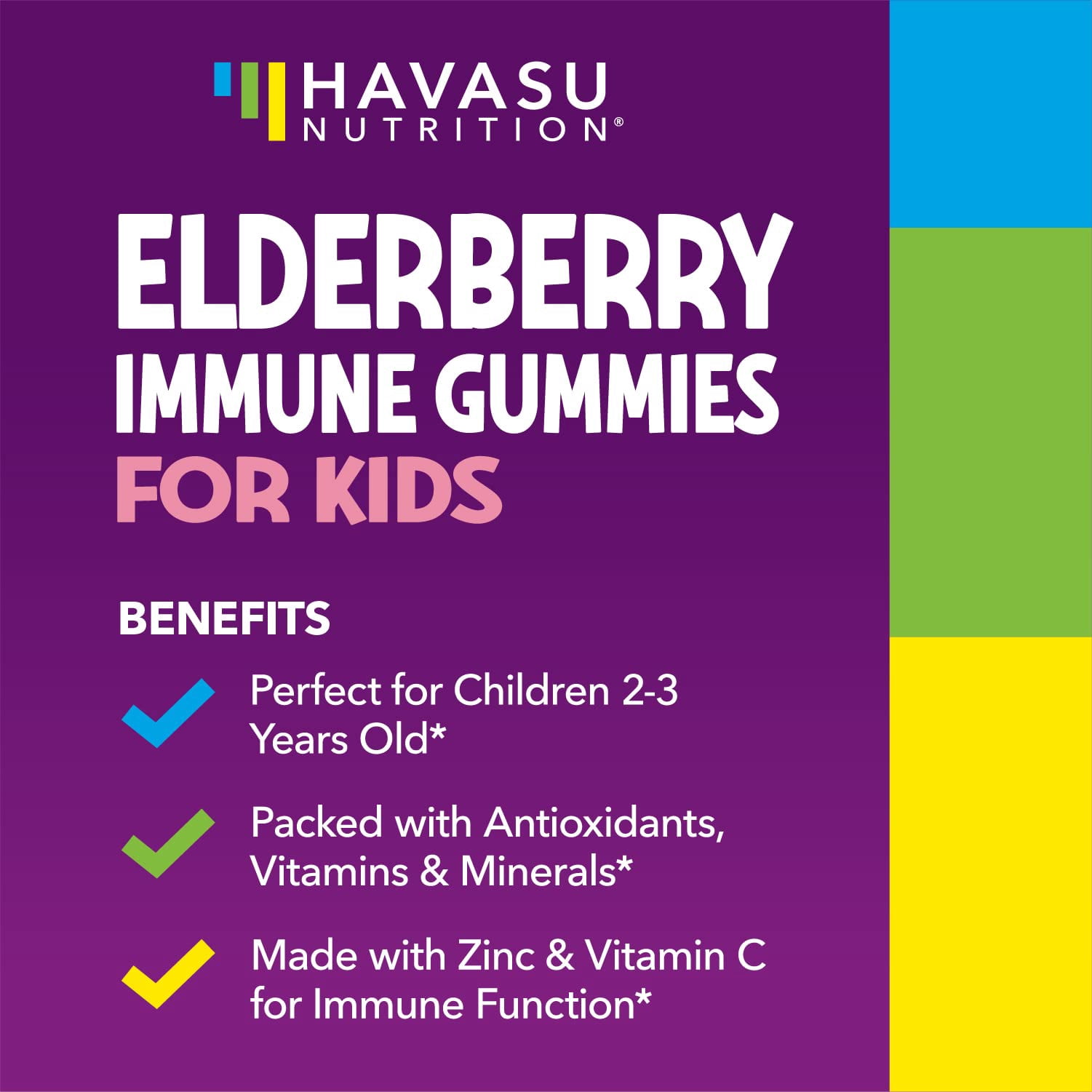 Havasu Nutrition Elderberry Gummies with Zinc and Vitamin C, Immune Support for Adults, 120 Count