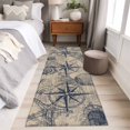 thumbnail image 4 of Ocean Compass 2'x6' Runner Rugs for Hallway Kitchen Bedside Non Slip Washable, Vintage Coastal Starfish Shell Conch Beige Entryway Rug Runners with Rubber Backing, Long Carpet Runner for Laundry Room, 4 of 8