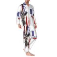 thumbnail image 2 of Fotbe Patriotic Skull Art Pijama de Hombre con Estampado de Manga Larga, Conjunto de 2 Piezas, Ropa de Dormir Suave y Cómoda con Bolsillos-Large, 2 of 7