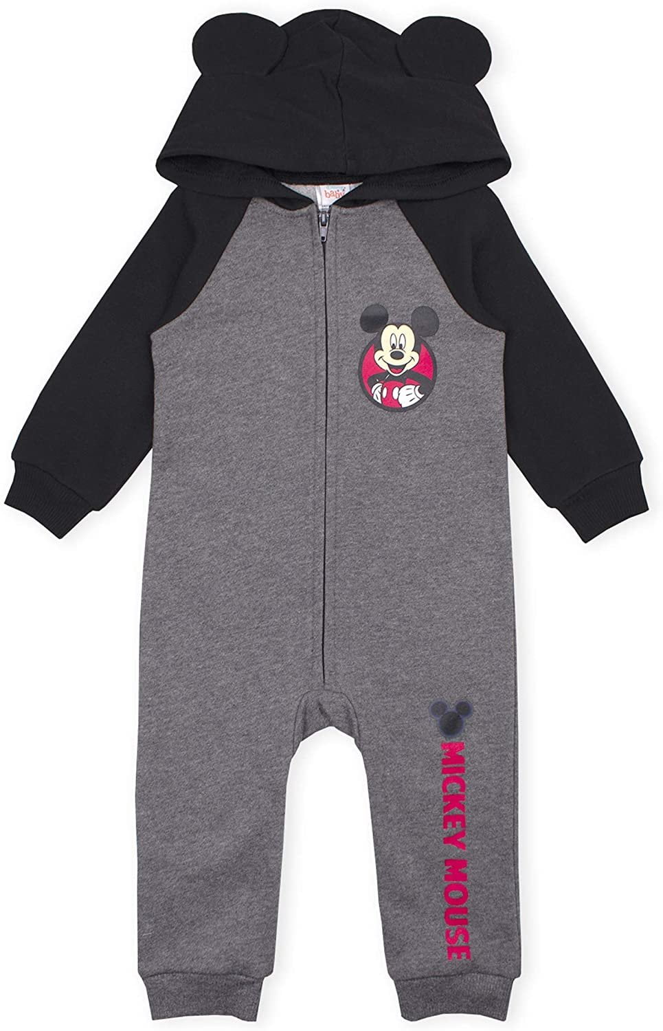 Claire & Charlie Baby Boys Red Striped Romper - Long Sleeves - Mickey Mouse main image 1
