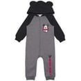 thumbnail image 1 of Disney Baby Boy Mickey Mouse Coverall Romper Onesie with Hood and 3D Mouse Ears, 1 of 1