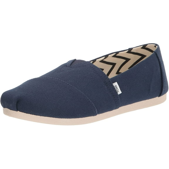 TOMS Womens Alpargata Recycled Cotton Canvas Loafer Flat 10 Navy Recycled Cotton Canvas