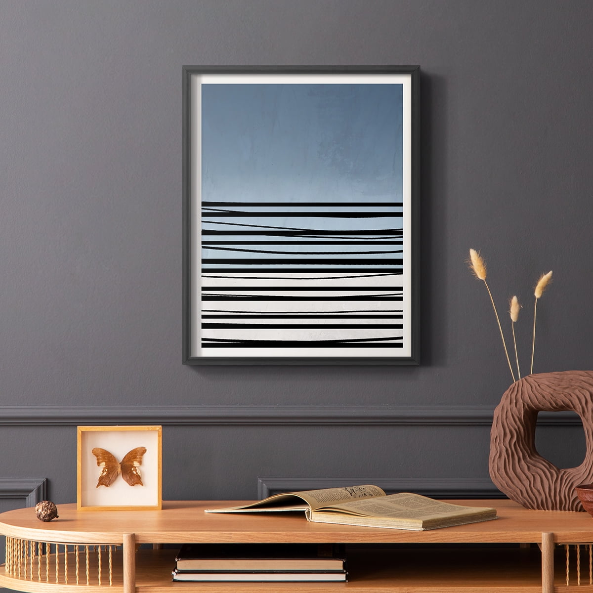 Abstracto Azul II in Paper Solid Wood 16 x 20 Framed Print