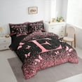 thumbnail image 3 of Homewish Initial E Letter Twin Bedding Sets 7-Piece, Black Pink Sequin Print Bedding Comforter Set, Romantic Butterfly Animal Reversible Sheet Sets, Luxury Bedroom Decor, 3 of 7