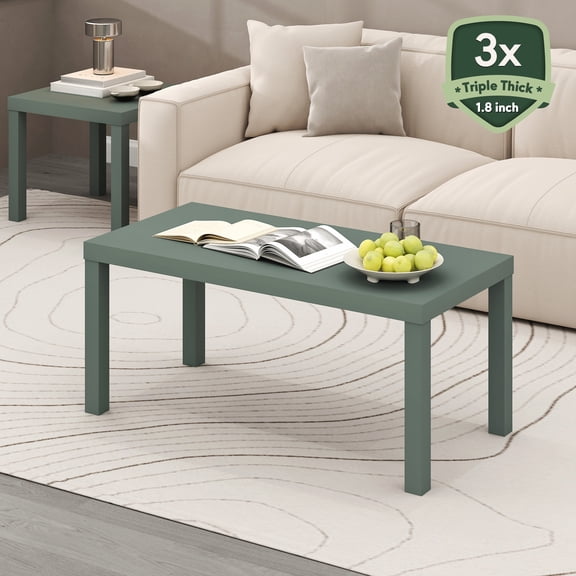 Furinno CLASSIC Coffee Table with 1.8 Inch Thick Tabletop in Sage Green