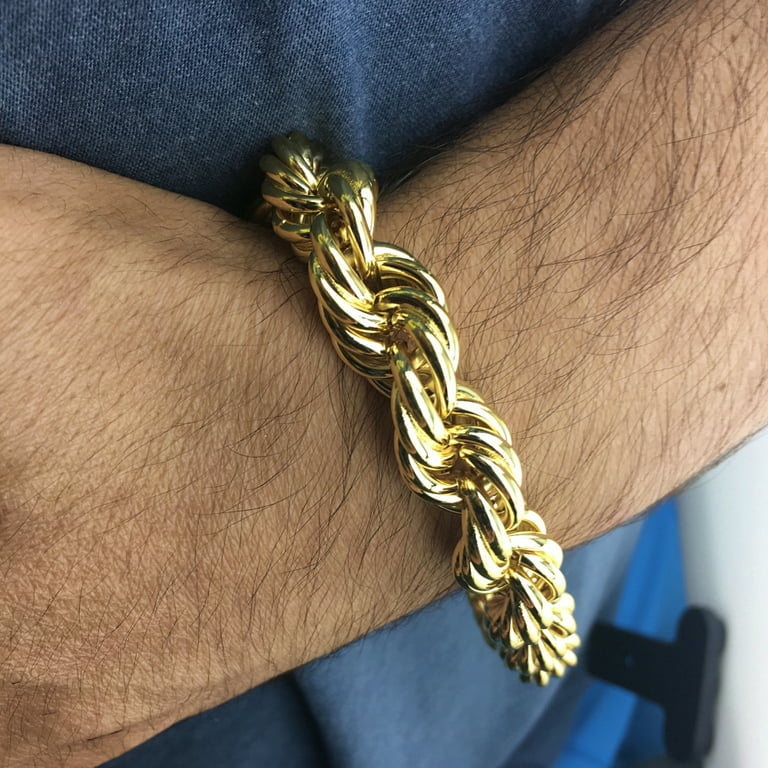 Star Lot : A good quality 9 carat gold plated rope twist bracelet, with a  weight of 14.47 grams.