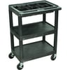 Luxor 3-Shelf Tool/Utility Cart with Dividers, Black