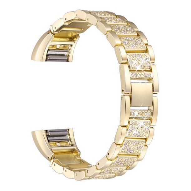Matsuzay correa de reloj de sólida de acero inoxidable, diamantes de imitación, Kit de reparación de correa de reloj, repuesto para Relojes inteligentes Dorado