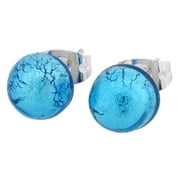 GlassOfVenice Murano Glass Ball Stud Earrings - Light Blue