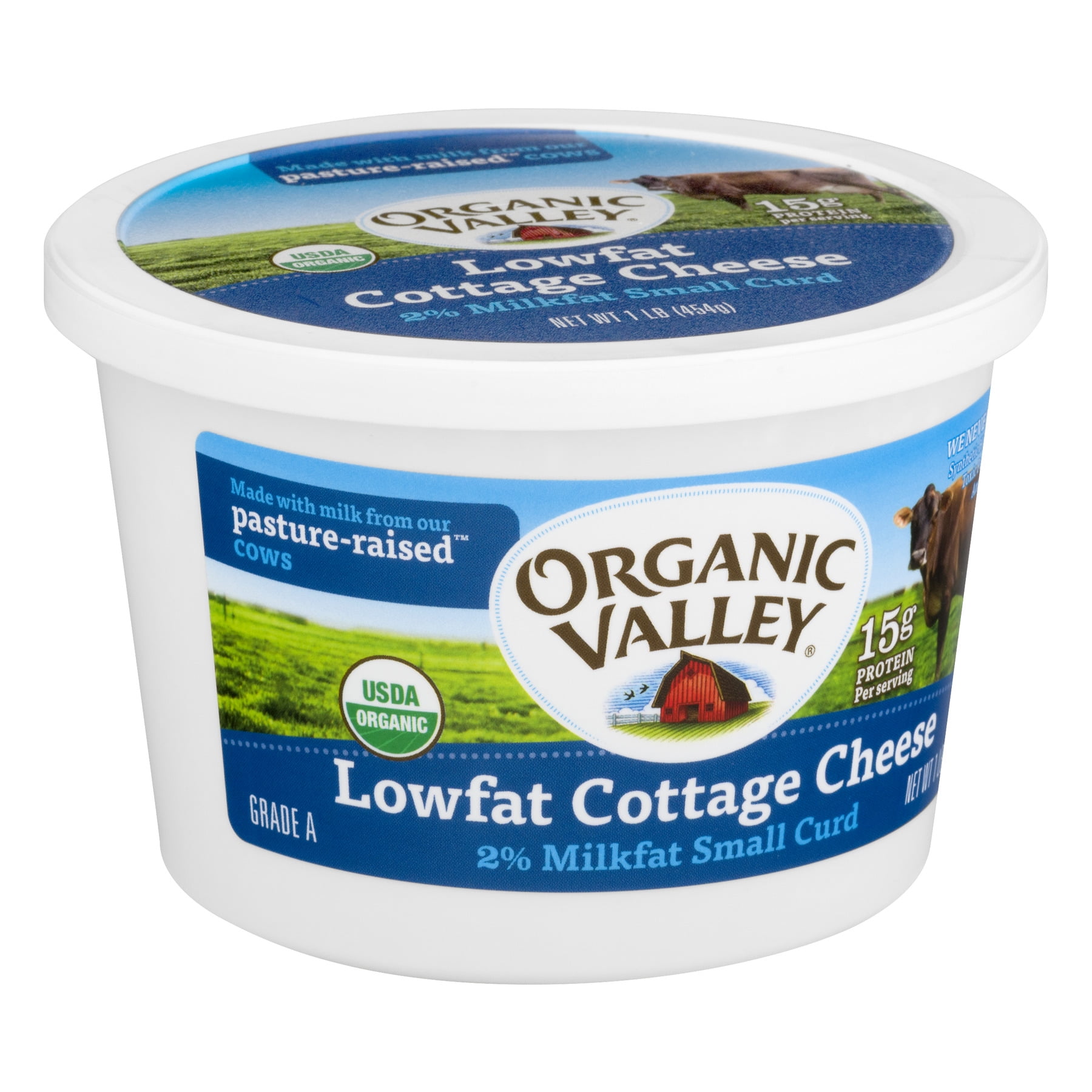 Organic Valley Low Fat Small Curd Cottage Cheese 16 Oz Walmart Com