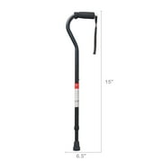 Equate Mobility Aluminum Offset Handle Cane with Foam Handle, Adjustable Height, Black