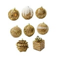 thumbnail image 1 of Juego de 8 adornos para de Navidad, decoración decorativa de Navidad, Material de espuma para compromiso, aniversario, multifuncional , Dorado Macarena Bolas colgantes de árbol, 1 of 8
