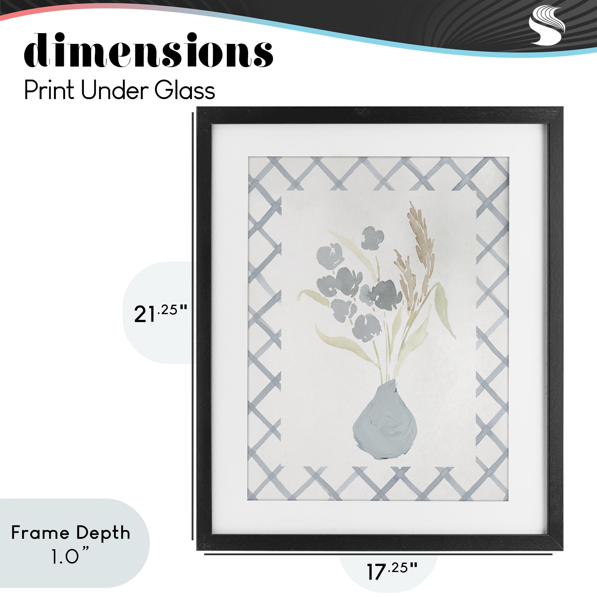 Stupell Industries Muted Blue Anna Bouquet Black Framed Print Under Glass, design by Lucille Price