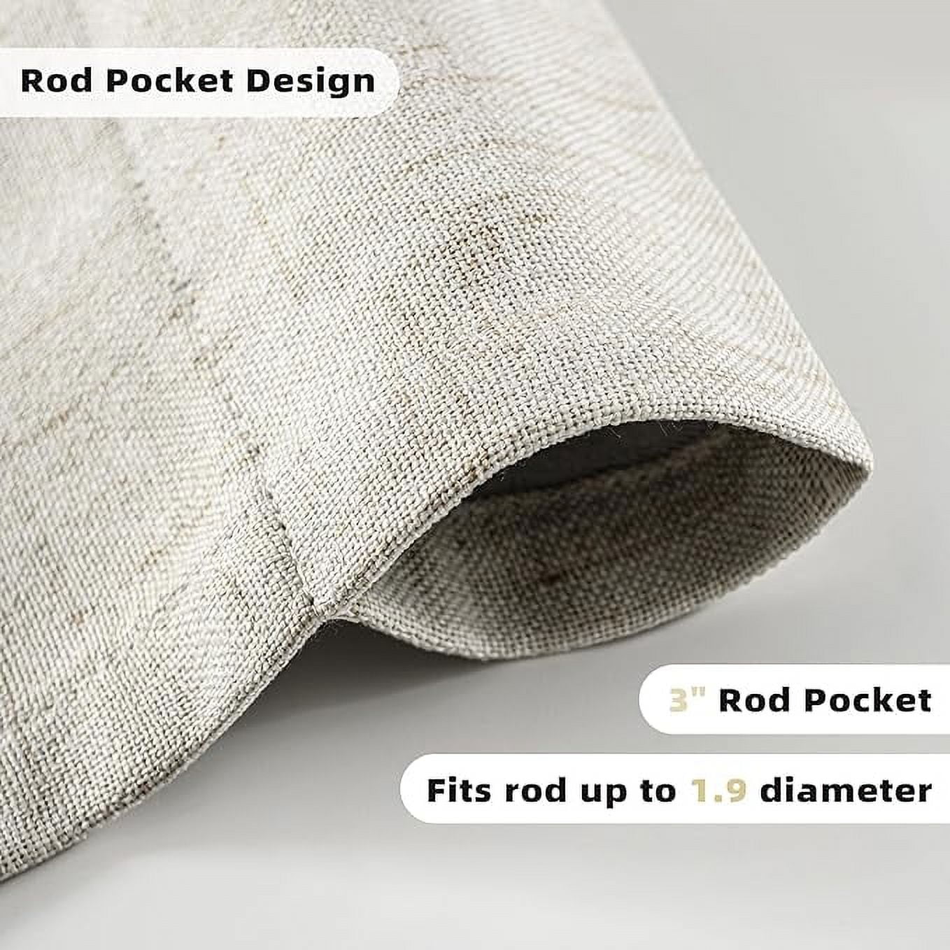 DriftAway  Blackout Linen Textured Solid Basic Room Darkening Thermal Insulated Tie Up 45"x63" - Light Linen