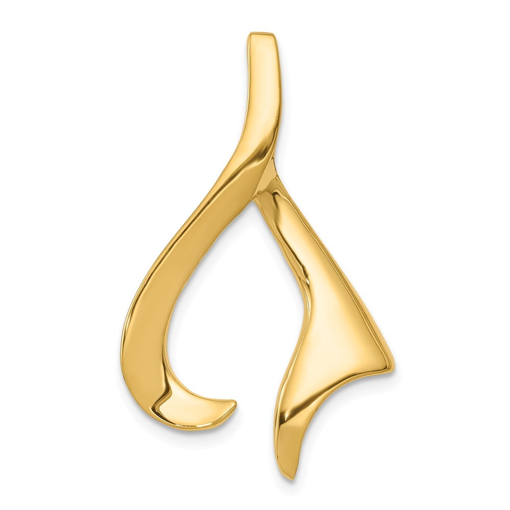 AA Jewels Solid 14k Yellow Gold Slide Pendant Charm 35mm x 20mm