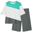 thumbnail image 3 of ZACPNCV Girls Short Sleeve T Shirt with Biker Shorts Set Color Blocked 2 Piece Summer Outfits Green 6-7 Years, 3 of 8