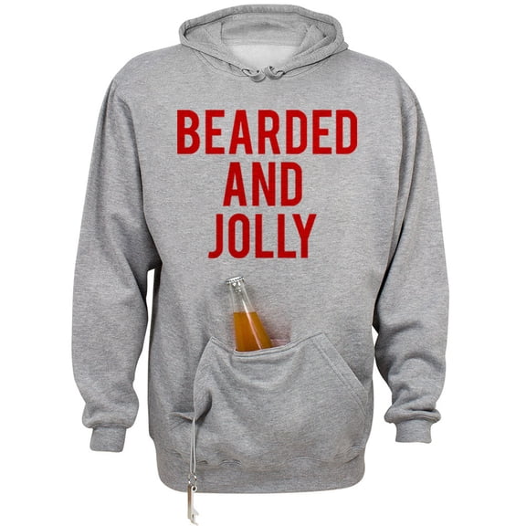 Bearded and Jolly Beer Holder Tailgate Hoodie Sweatshirt Unisex Large Oxford