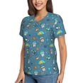 thumbnail image 2 of Xecao Teeth Cosmonaut for Women's V-Neck T-Shirts-Elegant Half-Sleeve Tops Perfect for Summer-3X-Large, 2 of 5