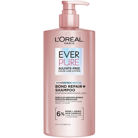 L'Oreal Paris Sulfate Free Bond Repair Shampoo for Damaged Hair, EverPure, for Adults, 23 fl oz