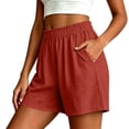 thumbnail image 5 of Utoimkio Women's Crinkle Gauze Shorts,Elastic High Waist with Button Detail Pockets, 5 of 7