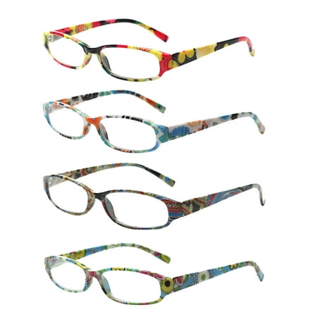 Reading Glasses 4 Pack Fashion Women Eyeglasses Classic Spring Hinge Readers