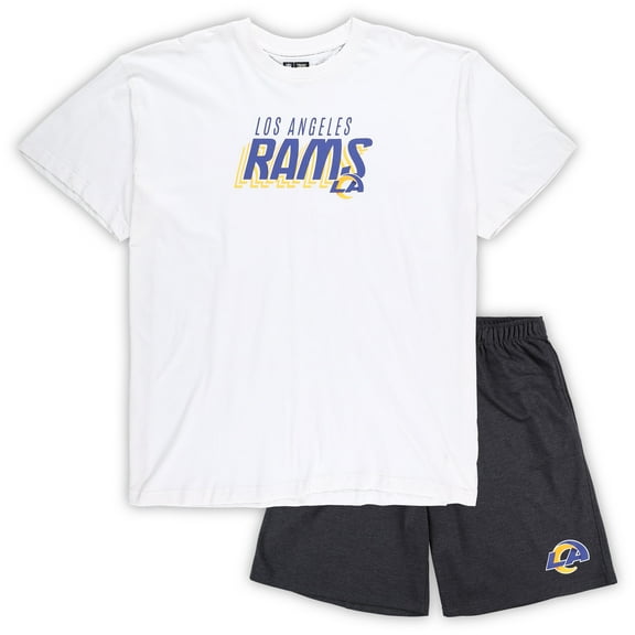 Men's Concepts Sport White/Charcoal Los Angeles Rams Big & Tall Top and Shorts Set