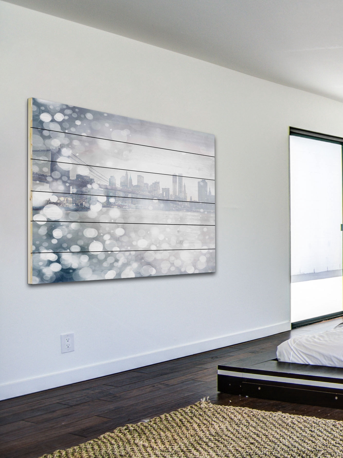 Parvez Taj Down Town Art Print on White Pine Wood